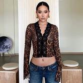 Leopard Print Long Sleeve Top