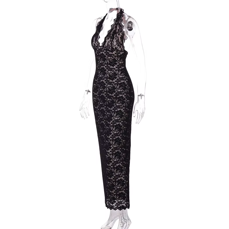 Halter Lace Midi Dress