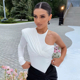 Asymmetric One-Shoulder Ruched Top