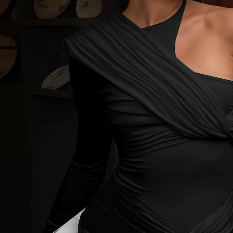 Asymmetric One-Shoulder Ruched Top