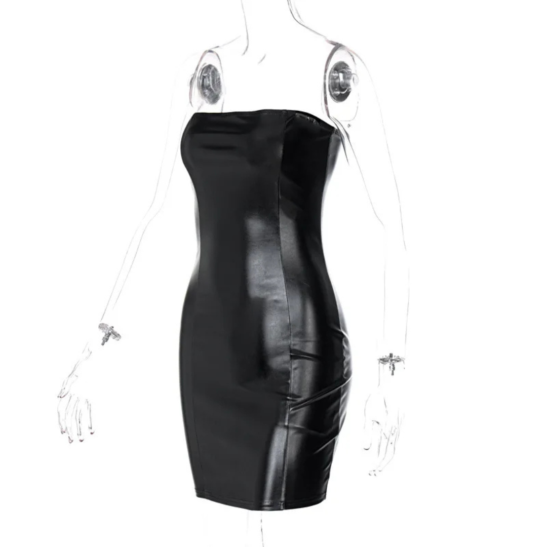 Womens Leather Hip Skirt Dress