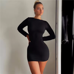 Backless Women Dress Full Sleeve