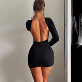 Backless Women Dress Full Sleeve