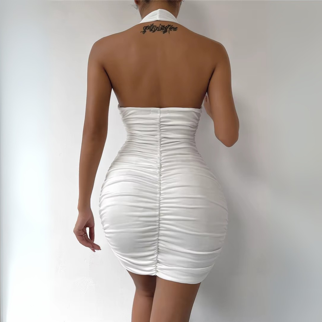 Halter Ruched Mini Dress