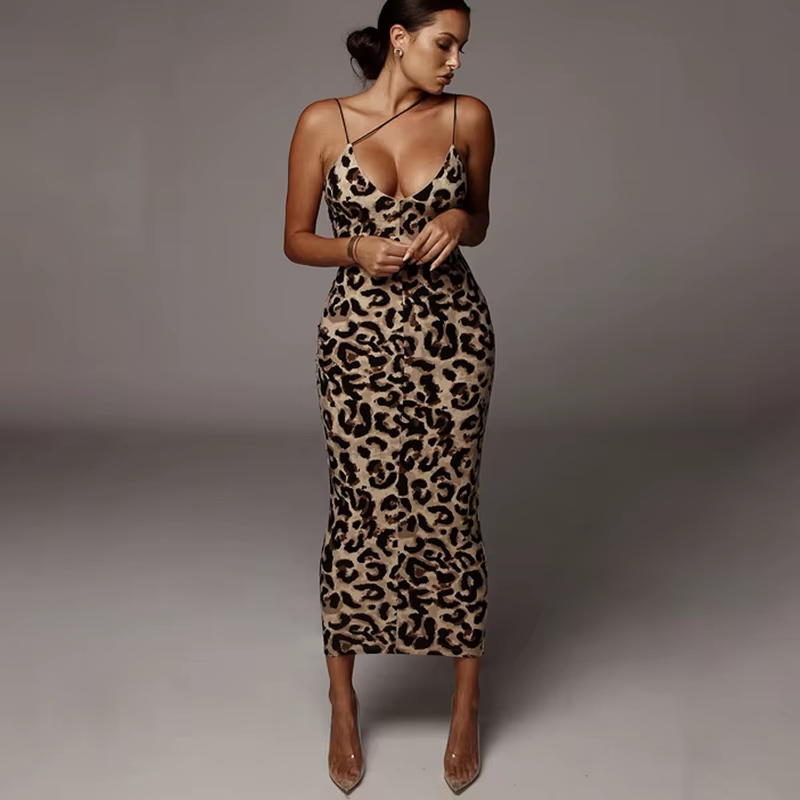 Leopard Print Bodycon Midi Dress