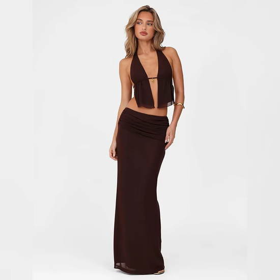 Chocolate Desire Long Skirt Set