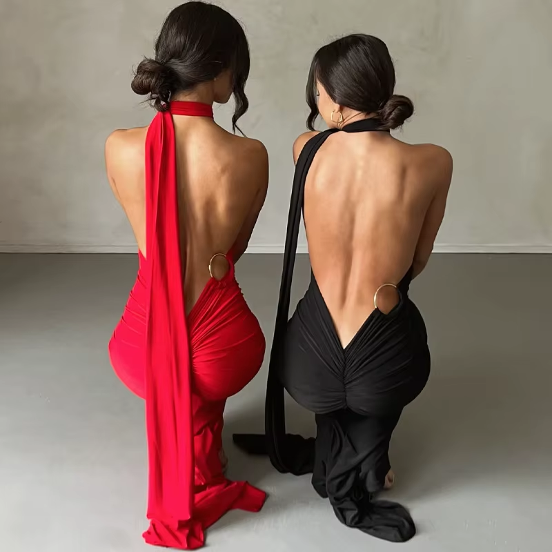 Cocktail Backless Maxi Dress