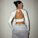 Plunge Long Sleeve Crop Top