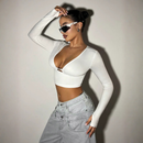 Plunge Long Sleeve Crop Top