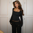 Lace Trim Long Sleeve