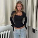 Lace Trim Long Sleeve