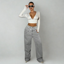 Plunge Long Sleeve Crop Top