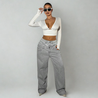 Plunge Long Sleeve Crop Top