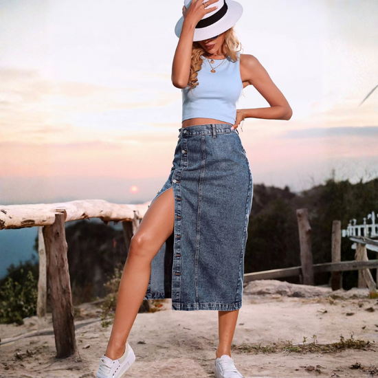 High-Waisted Denim Skirt