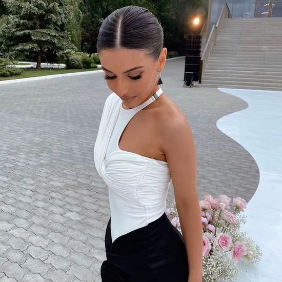 Asymmetric One-Shoulder Ruched Top