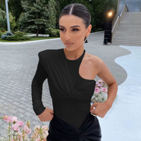 Asymmetric One-Shoulder Ruched Top