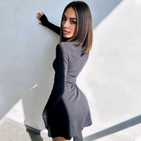 V Neck Long Sleeve Slim Dress