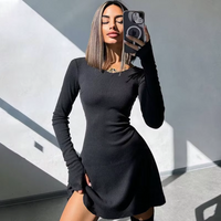 V Neck Long Sleeve Slim Dress
