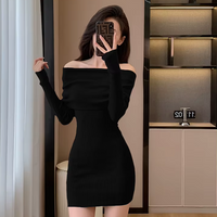 Off Shoulder Mini Dress - Knitted Style