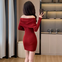 Off Shoulder Mini Dress - Knitted Style