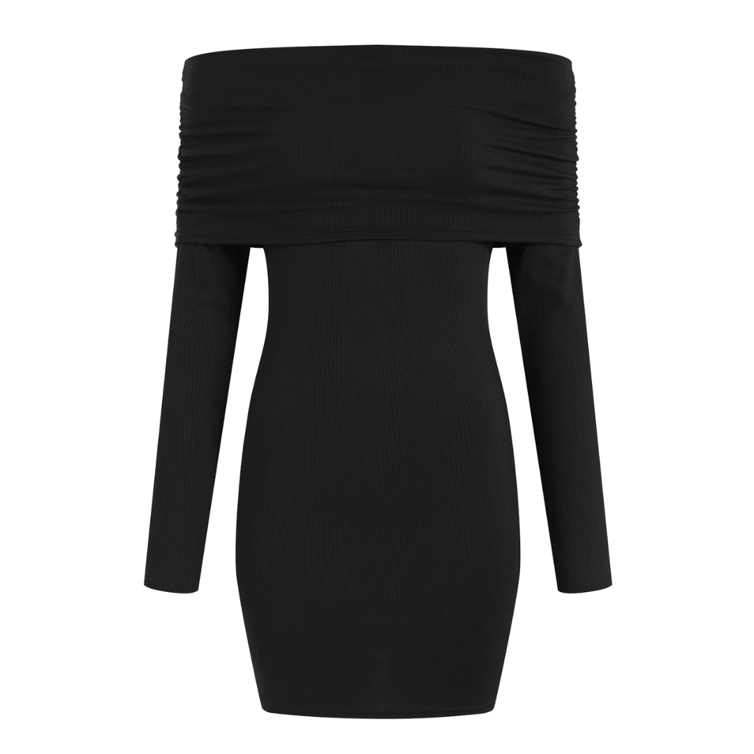 Off Shoulder Mini Dress - Knitted Style