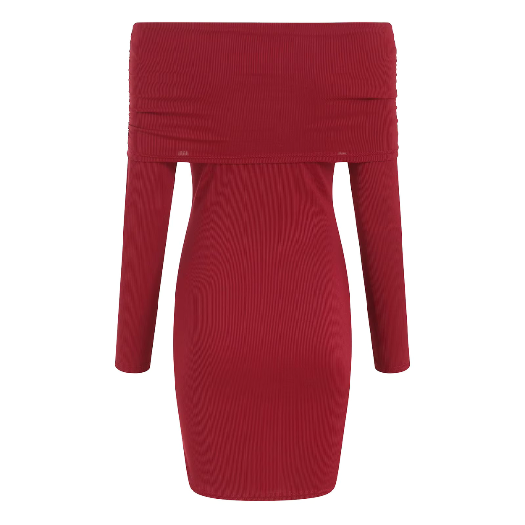 Off Shoulder Mini Dress - Knitted Style