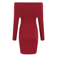 Off Shoulder Mini Dress - Knitted Style