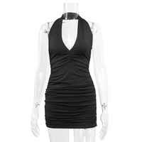Halter Ruched Mini Dress